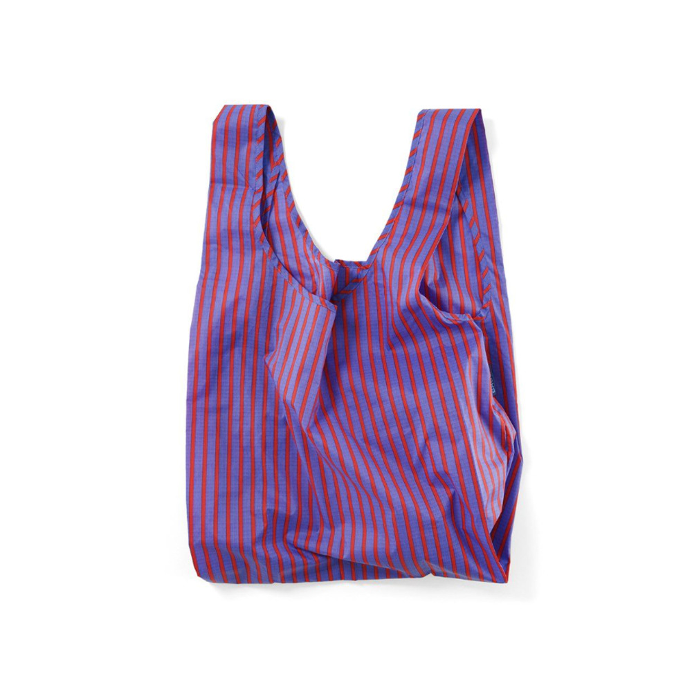 NEW! Baggu Standard Optic Stripe Shopping Bag Reusable Red Purple Stripe J7-7 - Picture 2 of 7